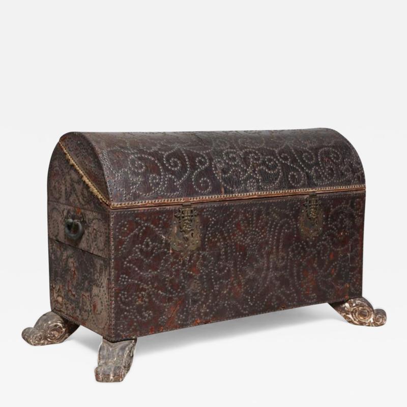 18th Century Spanish Studded Leather Chest