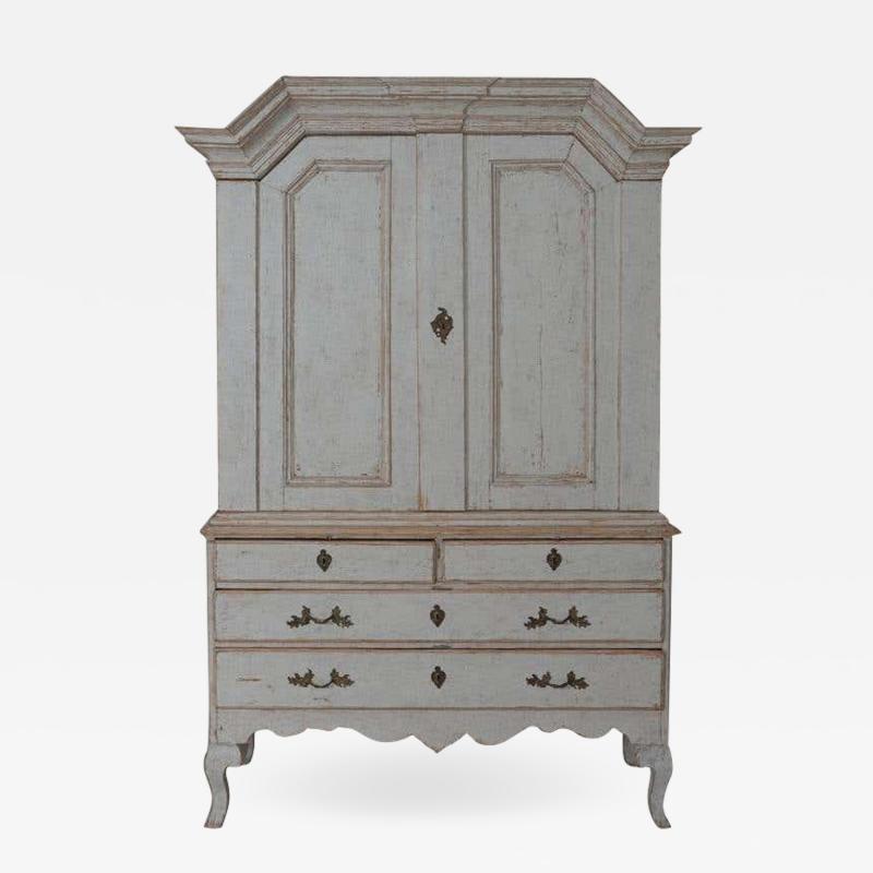 18th Century Swedish Baroque Period Linen Press Cabinet