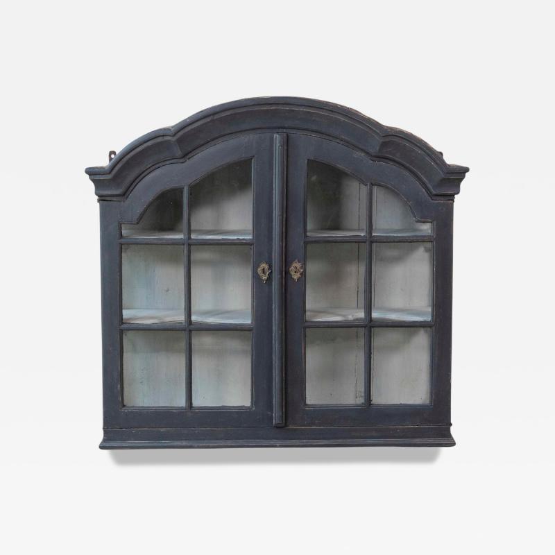 18th Century Swedish Gustavian Hanging Cupboard Glass Wood Painted