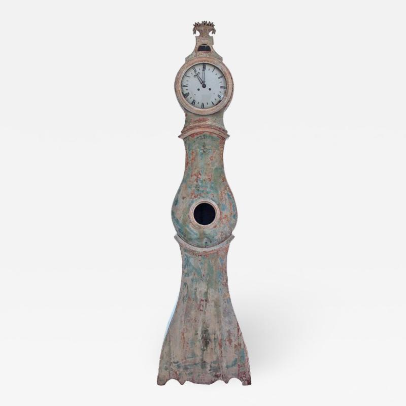 18th Century Swedish Rococo Period Mora Clock in Original Paint
