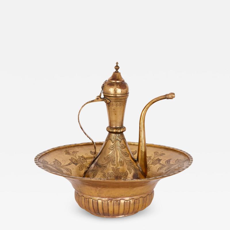 18th Century Turkish tombak ewer and basin