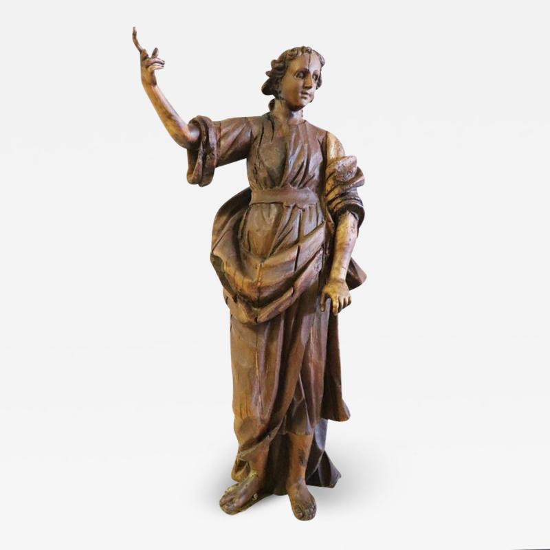 18th Century Wood Italian Antique Religious Saint Sculpture