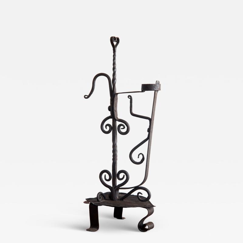 18th Century Wrought Iron Candle Holder