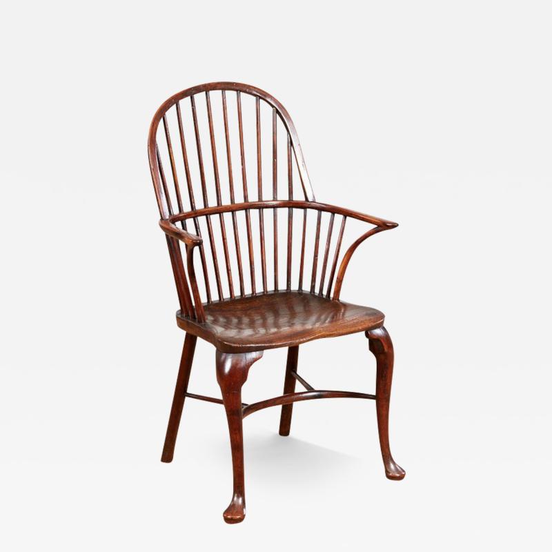 18th Century Yew Wood Cabriole Leg Windsor Chair