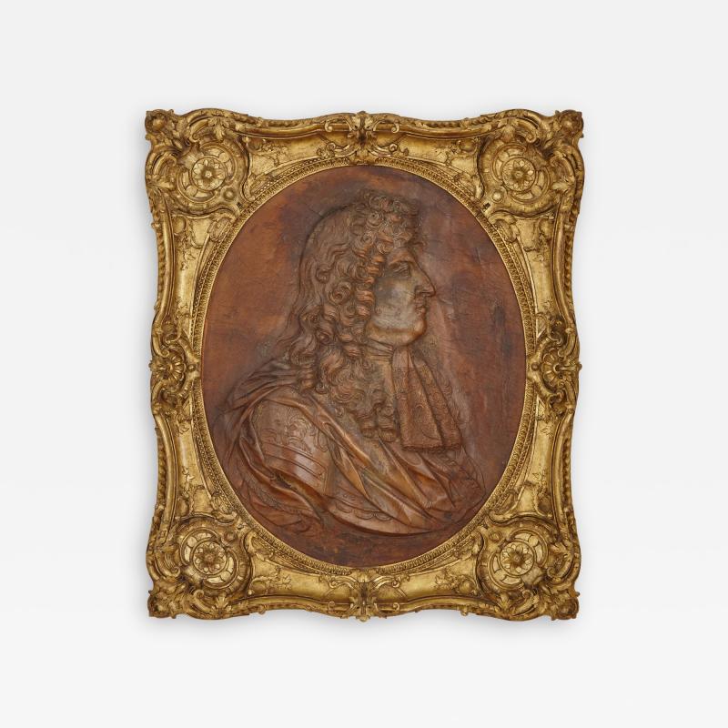 18th Century cuir bouili leather portrait of Louis XIV