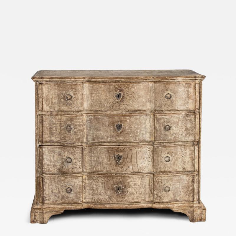 18th c Danish Baroque Arbal te Shaped Commode in Original Patina