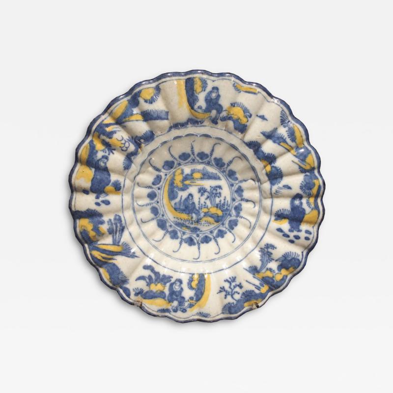18th c Dutch Delft Lobed Sweetmeat Dish