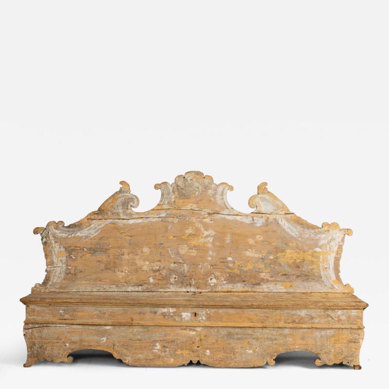 18th c Italian Baroque Cassapanca Storage Bench in Original Paint