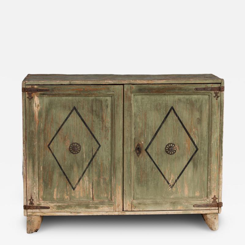 18th c Italian Buffet with Iron Details in Original Green Paint