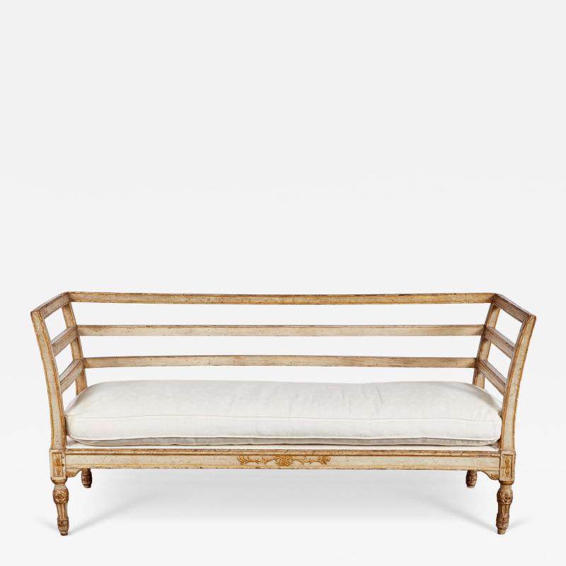 18th c Italian Settee with Damask Cushion