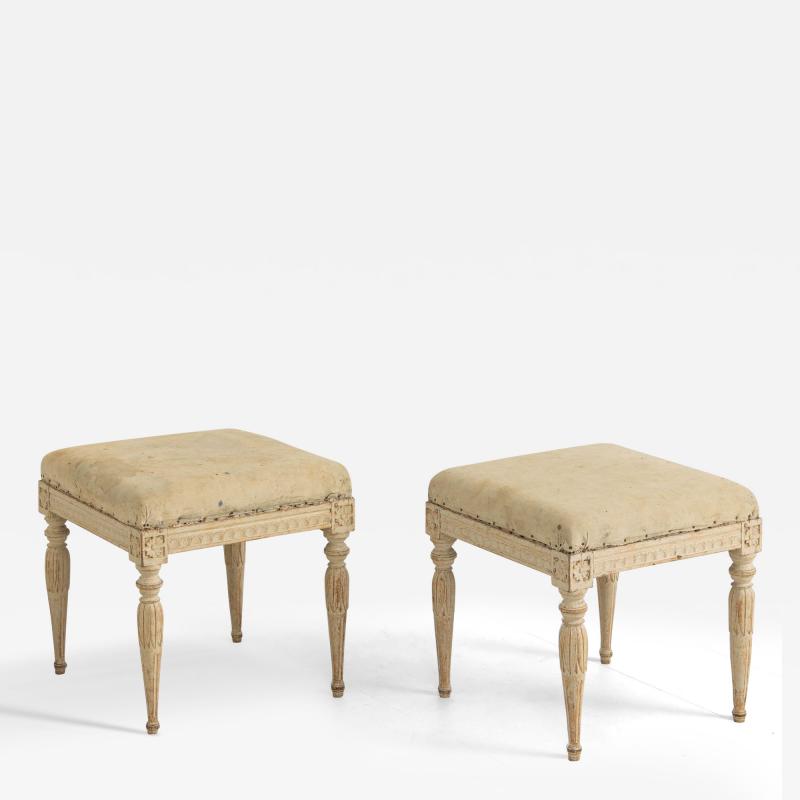 18th c Swedish Gustavian Period Foot Stools in Original Paint