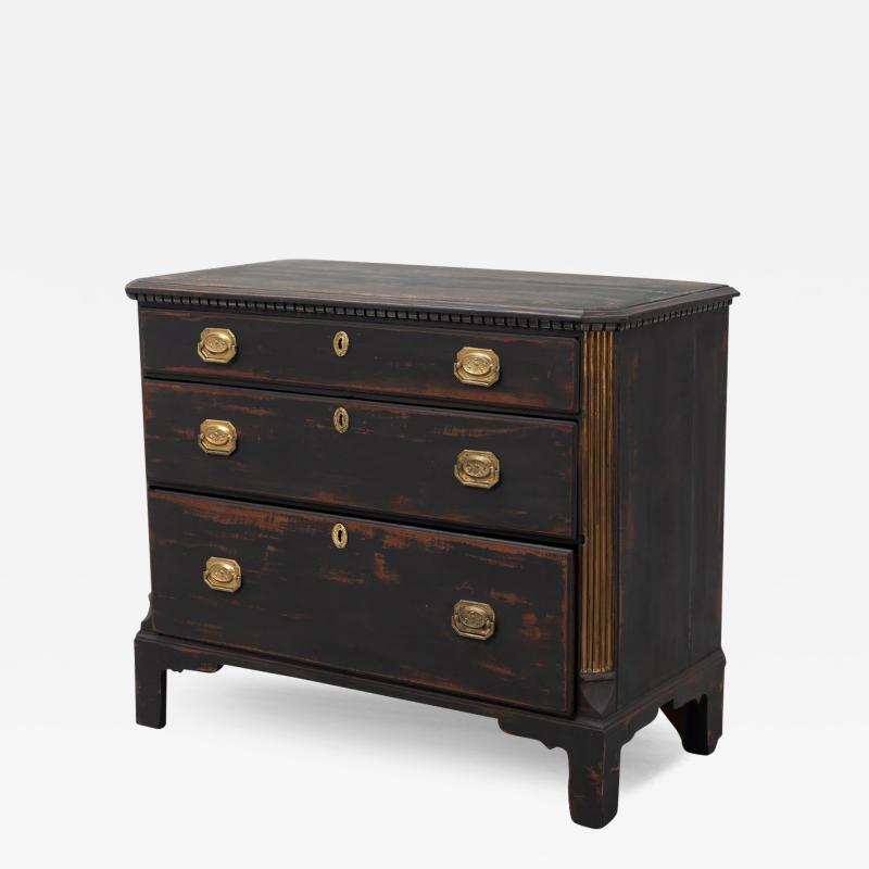 18th century black painted English 40 chest