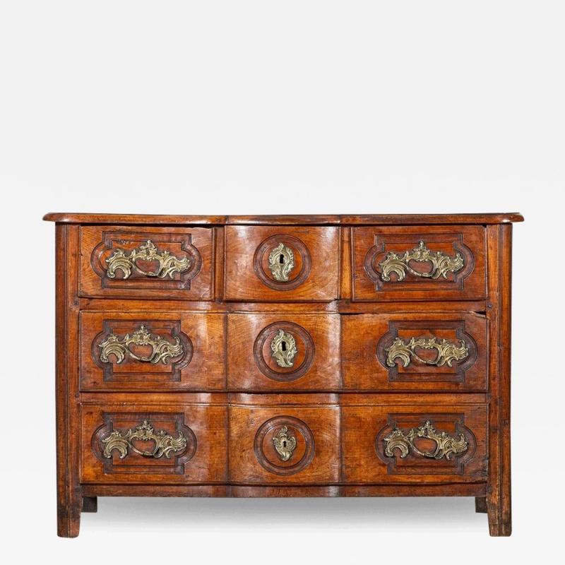 18thC Provincial Louis XV Fruitwood Serpentine Commode