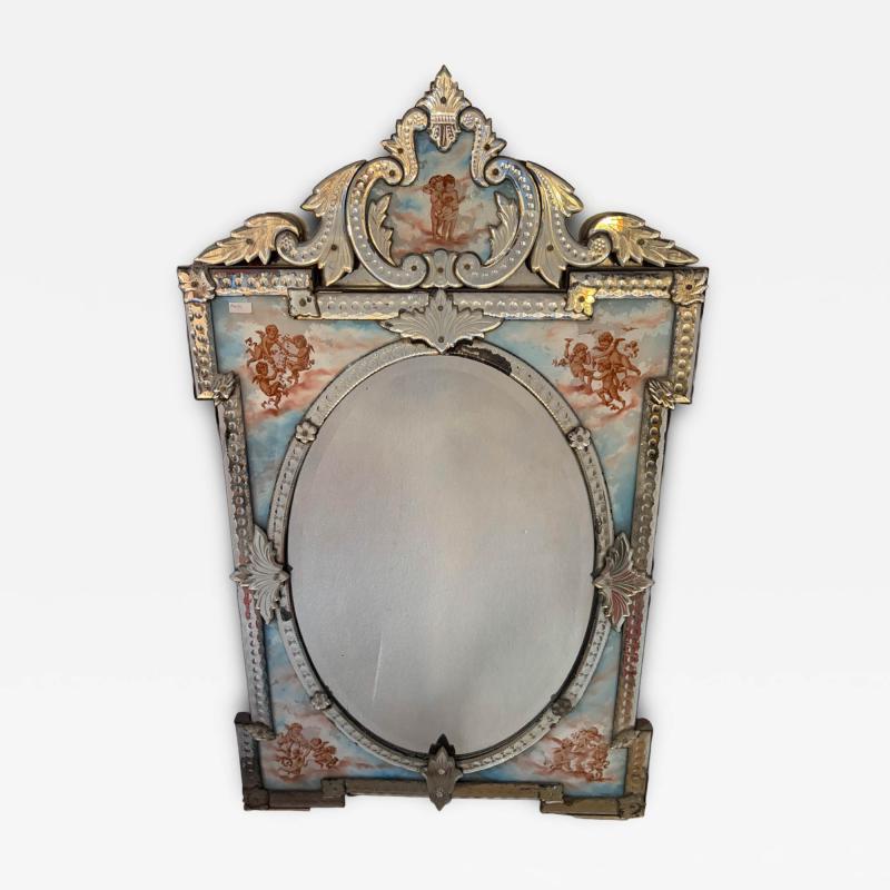 1900 Venetian Napoleon III Mirror Four Seasons painting Under Glass H 144 cm