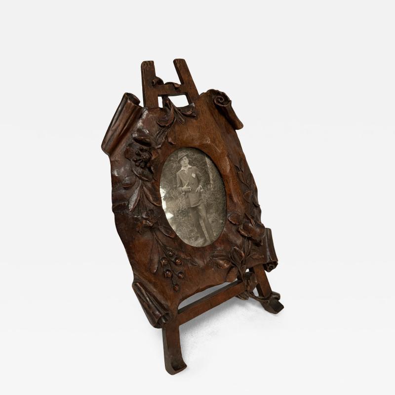 1900s Carved pear wood picture frame