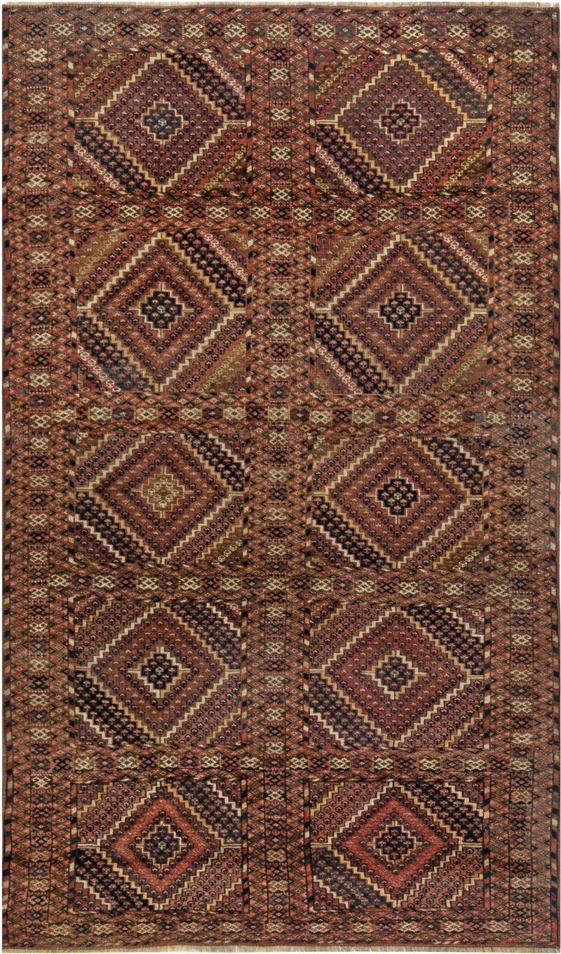 1900s Caucasian Handmade Wool Rug in Beige Blue Brown and Red