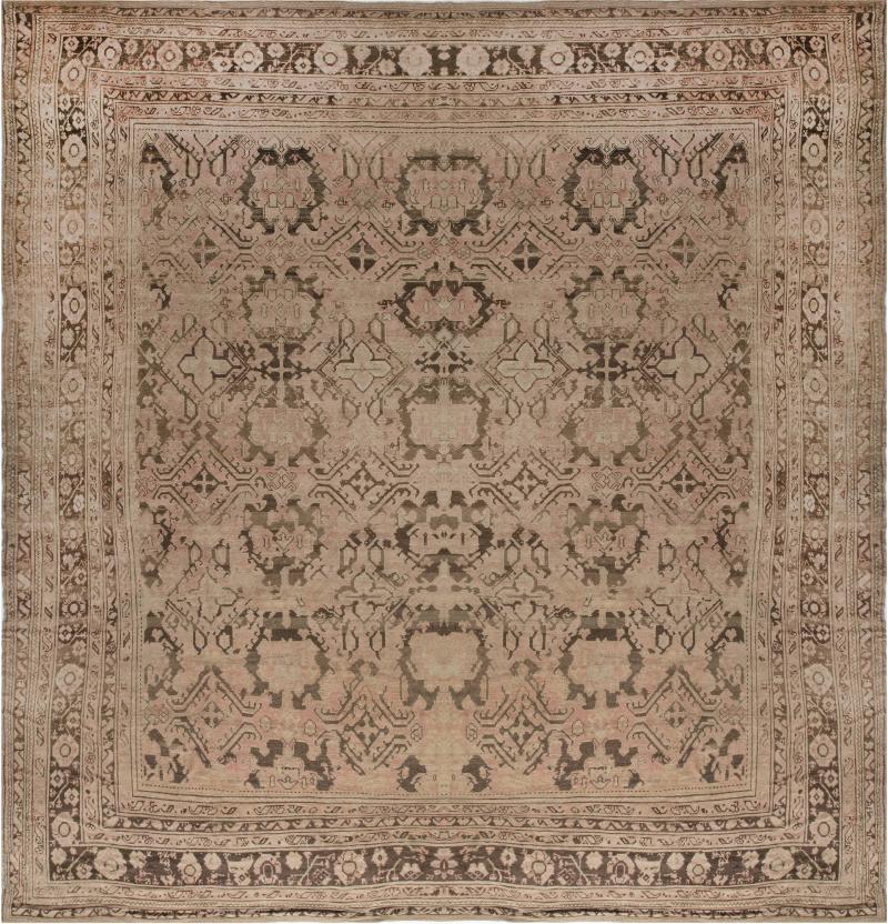 1900s Turkish Oushak Hand Dyed Wool Rug