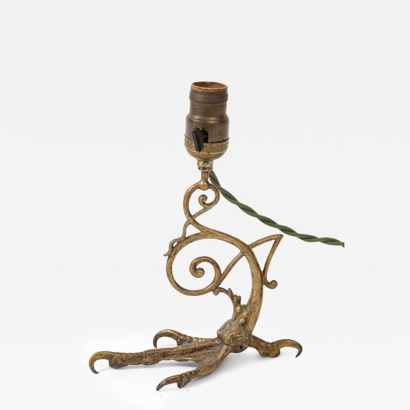1900s bronze eagle claws table lamp