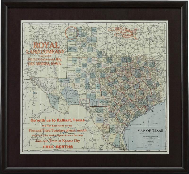 1908 Map of Texas by The Kenyon Company