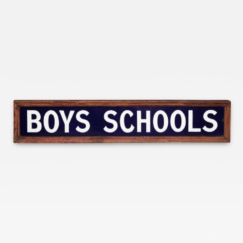 1920 s English Enameled Boys Schools Sign