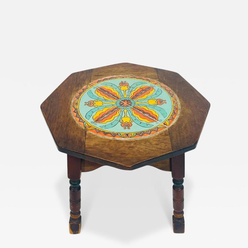 1920s California Spanish Revival Tile Top Octagonal Side Table