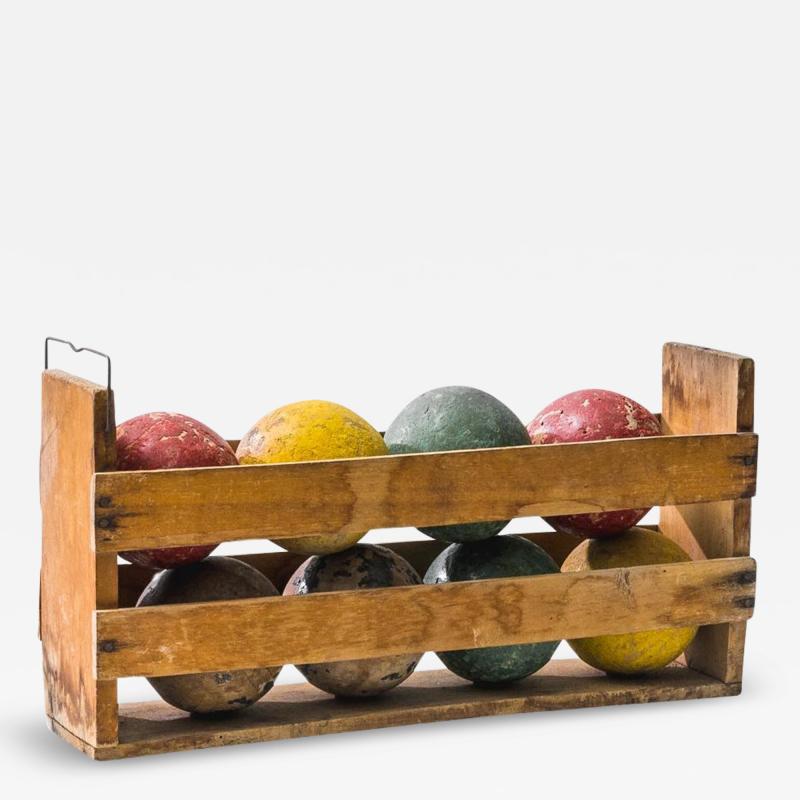 1920s French Wooden Croquet Ball Display