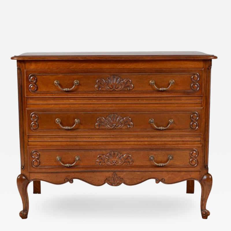 1920s Oak Louis XV Style Chest of Drawers Dresser