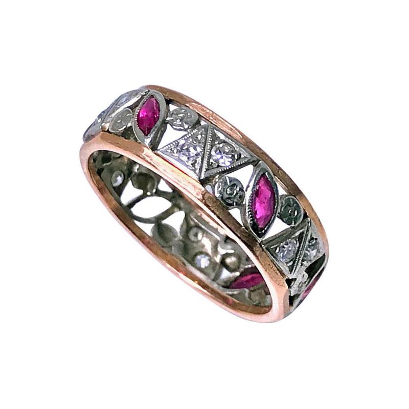 1920s Ruby and Diamond 14 Karat Ring
