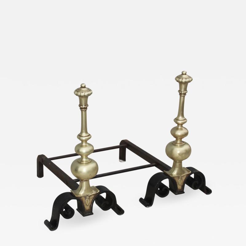 1930s Bronze And Iron Andirons