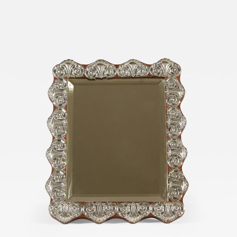 1930s Continental silver easel backed table mirror