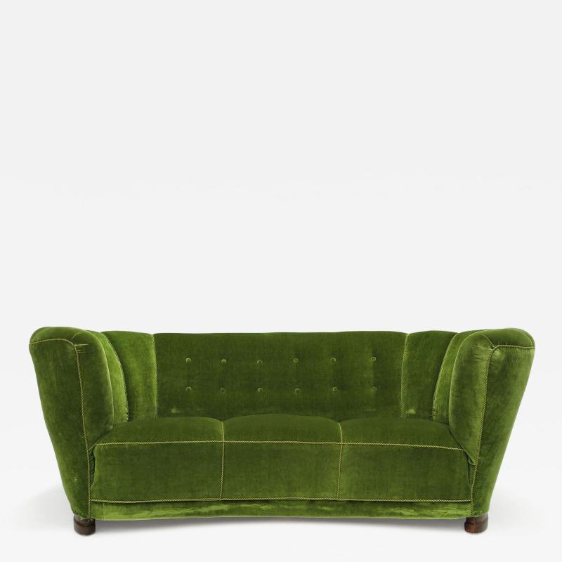 1930s Danish Deco Sofa in Original Green Mohair