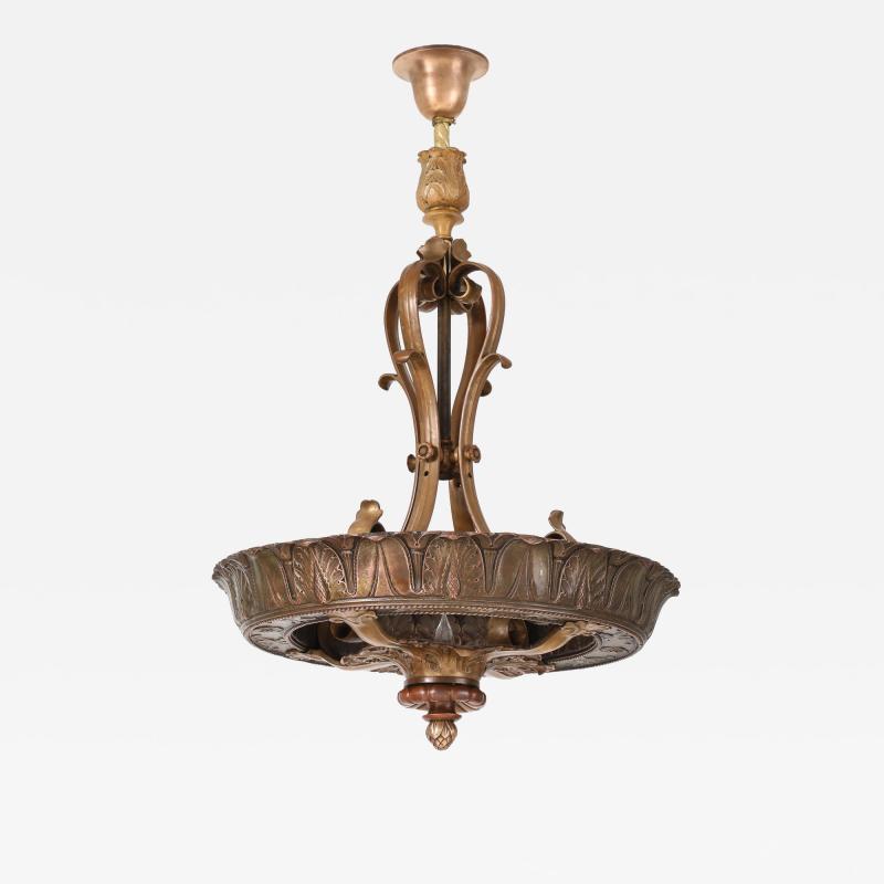 1930s French Bronze Chandelier
