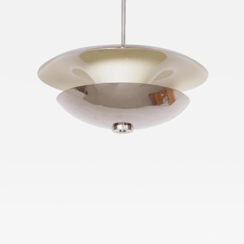 1930s Nickel Chrome Pendant Lamp Functionalism Germany Art Deco