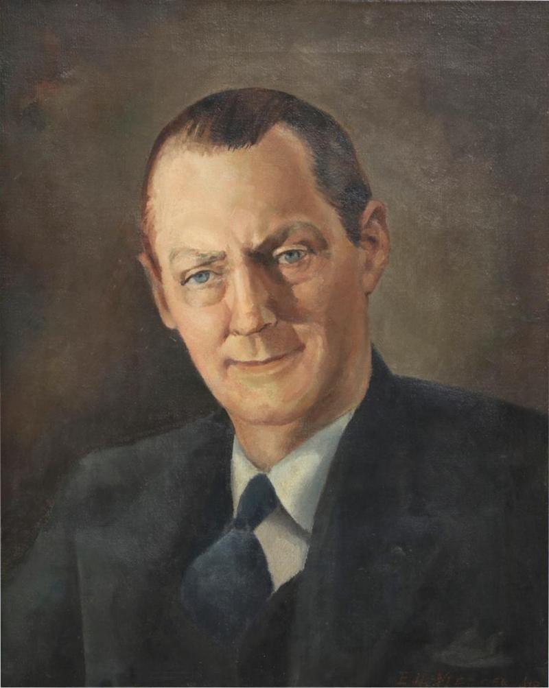 1930s Portrait Oil Painting of Lionel Barrymore by E H Mesner Jr C 1936