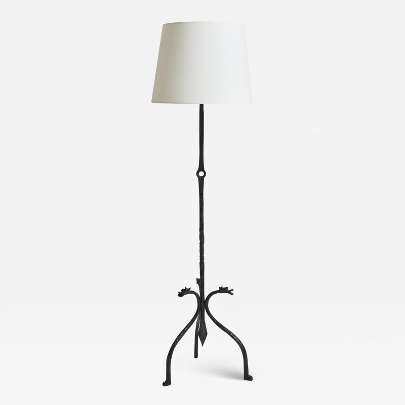 1930s Satyrs Wrought Iron Floor Lamp