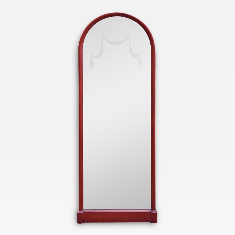 1940 s red lacquered arc mirror