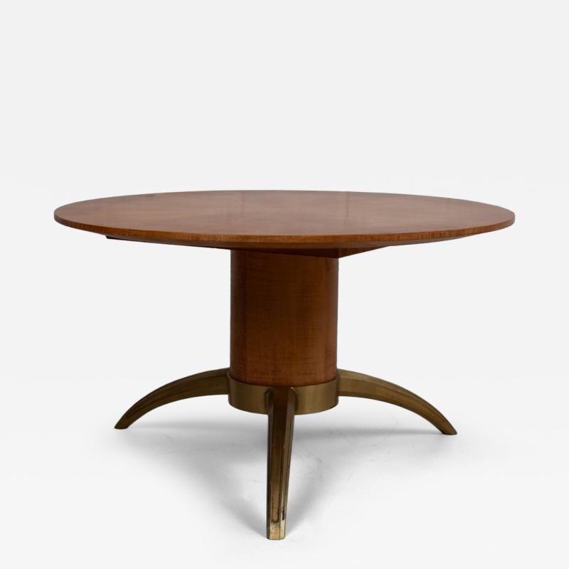 1940S SYCAMORE COFFEE TABLE WITH GILDED BRONZE BASE