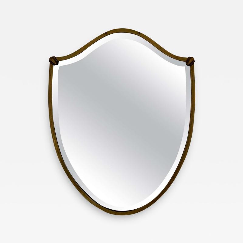 1940s Brass Shield Mirror