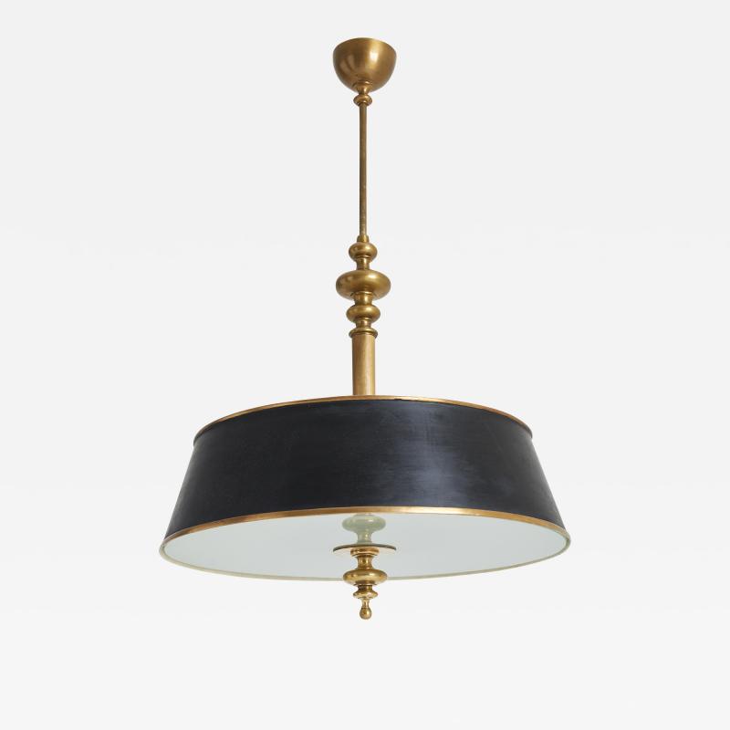 1940s Brass and Glass Ceiling Light