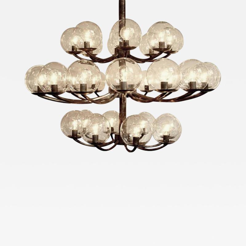 1940s Brass and Steel Chandelier