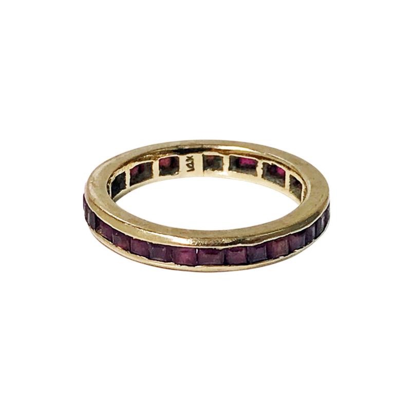 1940s Gold and Ruby channel set Eternity Band 