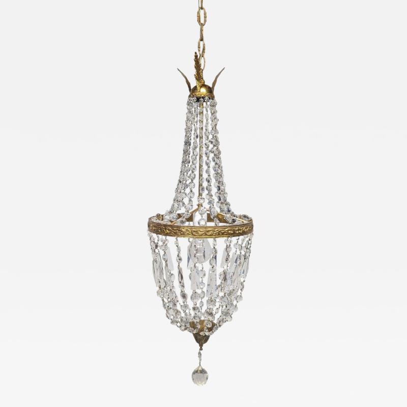 1940s Italian Empire Revival Sac E Perle Crystal Basket Chandelier