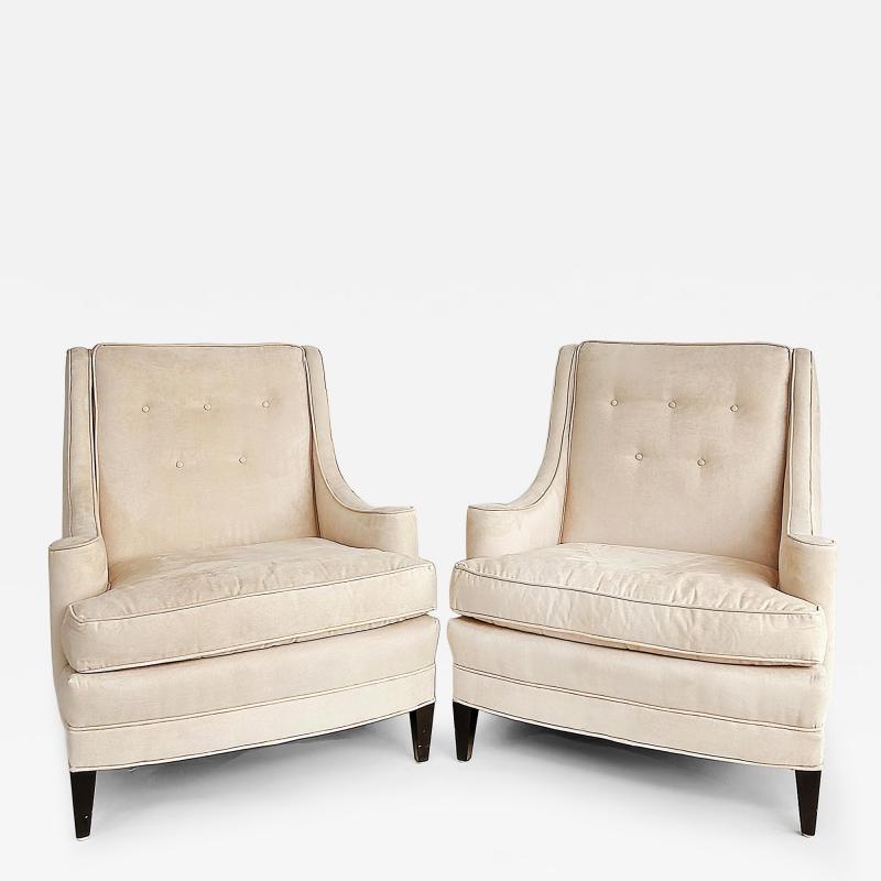 1940s Mid century Modern Club Chairs Ultrasuede Upholstery Loose Seat Cushions