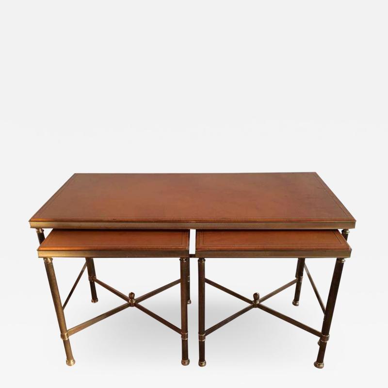 1940s Nesting Cocktail Tables with Original Leather Top