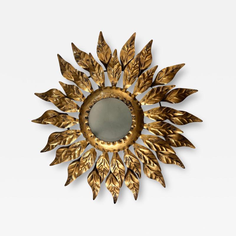 1940s Petite French Gilt Metal Sunflower Light