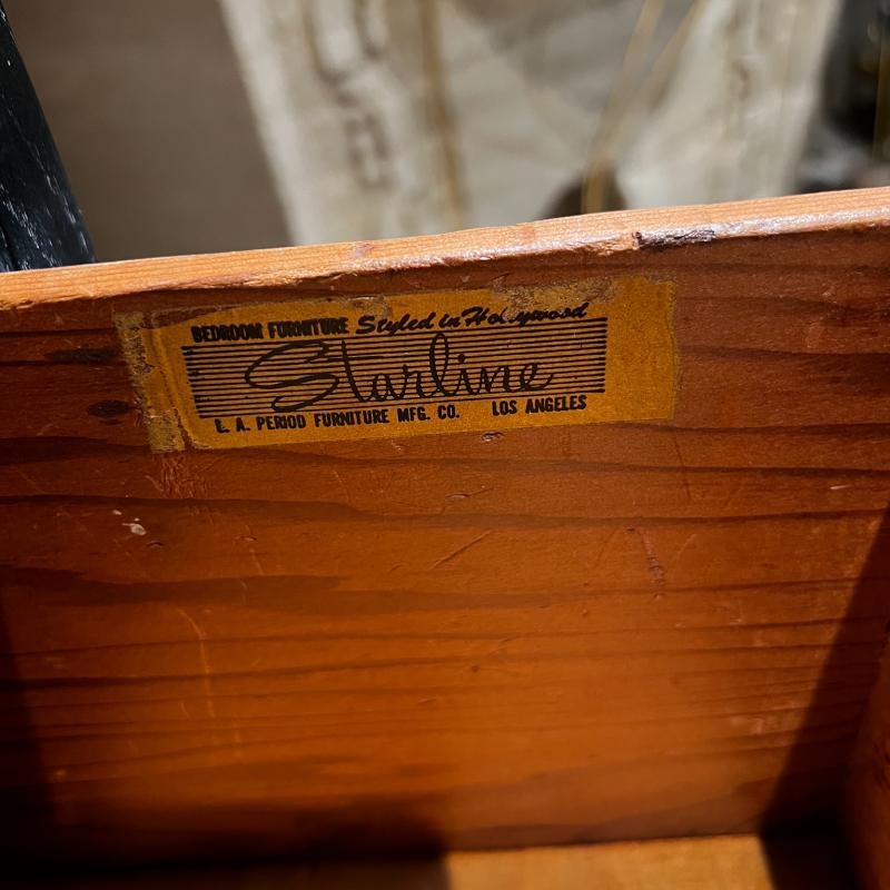 1940s Starline Los Angeles Hollywood Cerused Oak Tall Highboy Dresser