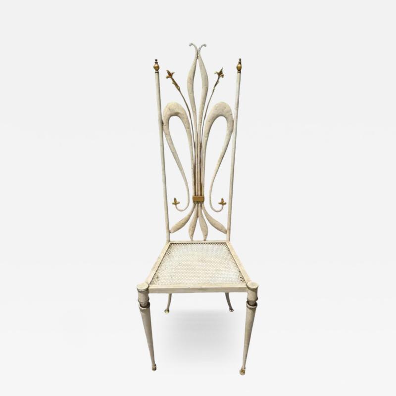 1950 s Hollywood Regency Italian Painted Metal High Back Side Chair
