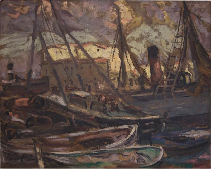 1950S PAINTING OF MARSEILLE PORT