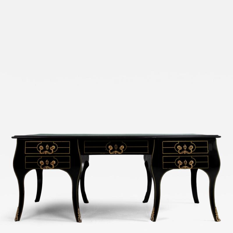 1950S SPAIN REGENCE STYLE METAL DESK WITH A REPLACEMENT LEATHER BY OTTELY