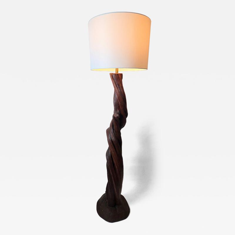 1950s California Mid Century Hand Carved Twisted Desert Ironwood Floor Lamp